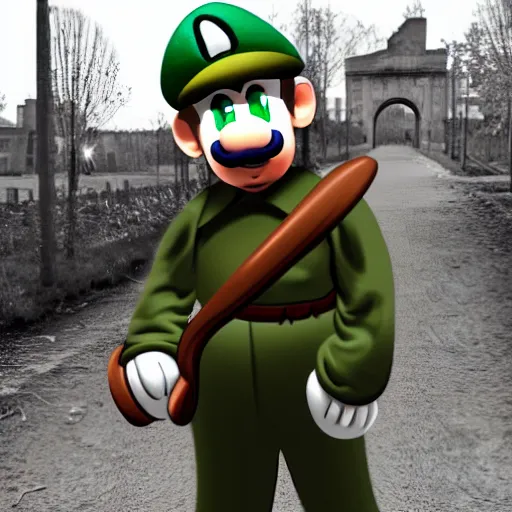 Image similar to luigi as a world war i soldier, high quality