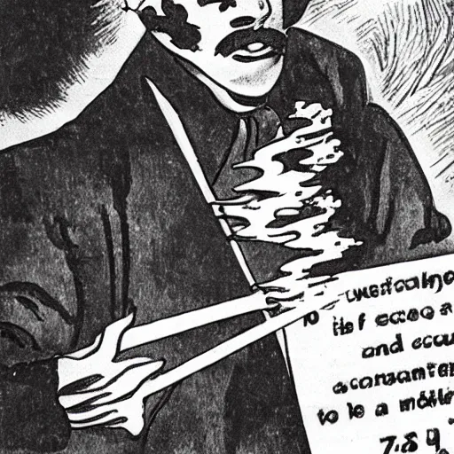 Prompt: a surprised scientist with burning papers in the style of modernism