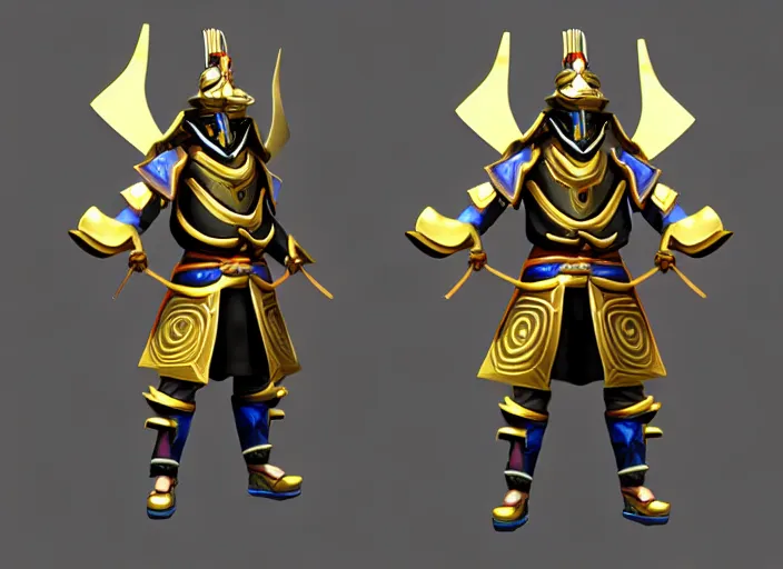 Image similar to suit of gilded samurai armor, stylized stl, 3 d render, activision blizzard style, hearthstone style