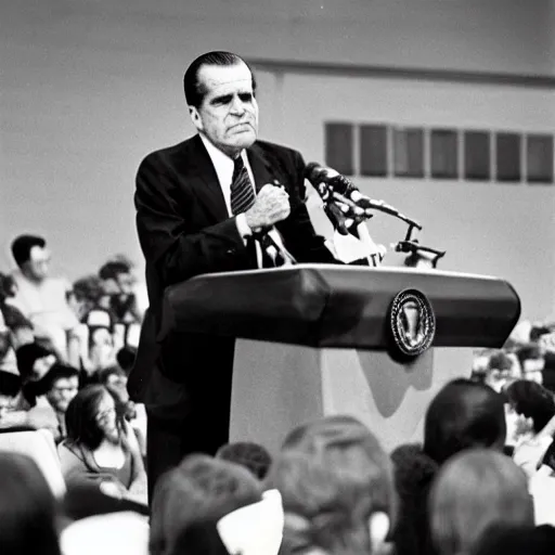 Image similar to President Richard Nixon addresses the National Youth Leadership Conference. CineStill