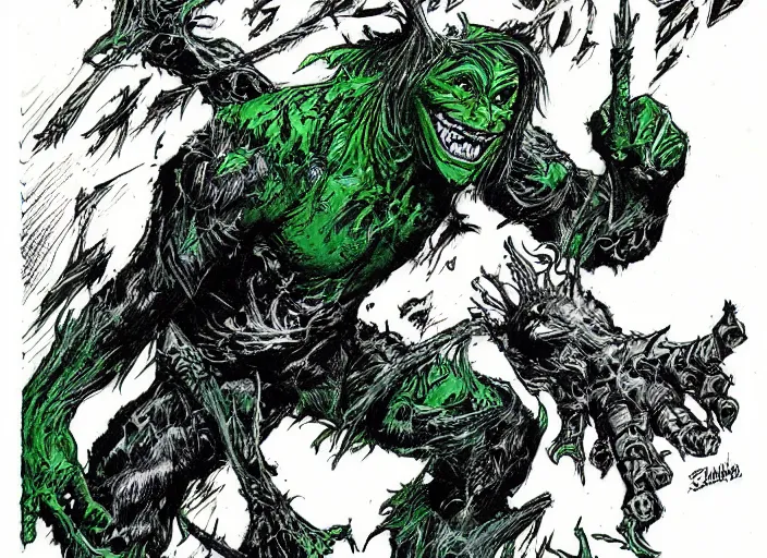 Image similar to green goblin illustration by mike ploog