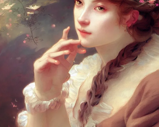 Image similar to photography of jean - antoine watteau, deep focus, d & d, fantasy, intricate, elegant, highly detailed, digital painting, artstation, concept art, matte, sharp focus, illustration, hearthstone, art by artgerm and greg rutkowski and alphonse mucha