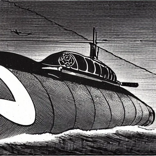 Prompt: illustration of a submarine