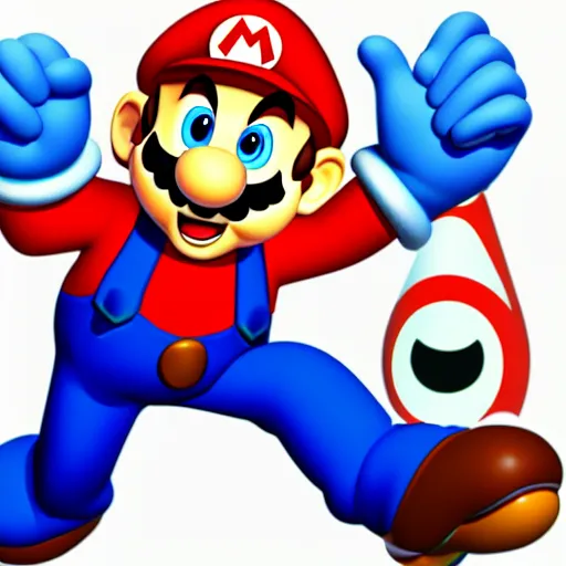 Image similar to Mario as a smurf, clipart, wide view