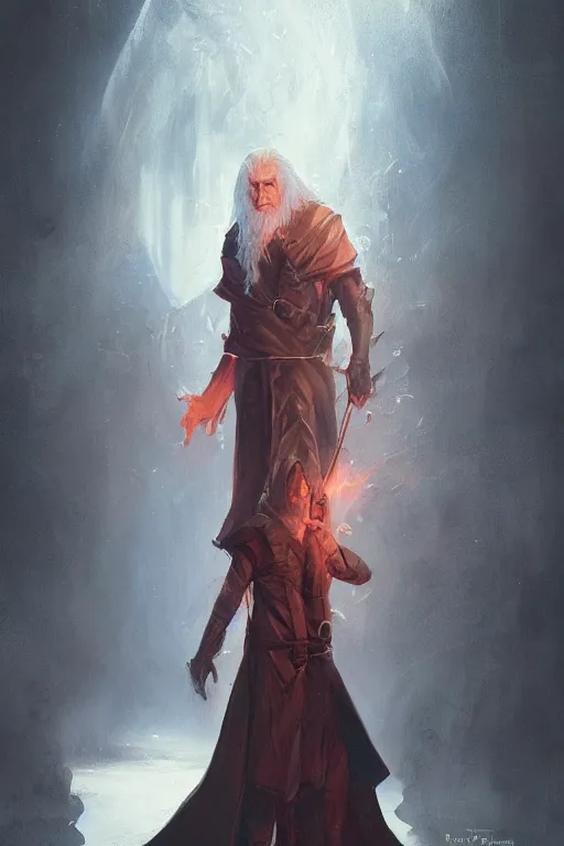 Prompt: An awesome full body portrait painting of Raistlin Majere by Greg Rutkowski, Wizards of the Coast, Magic The Gathering, Craig Mullins, trending on Artstation.