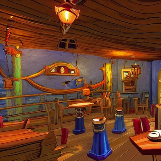 Image similar to secret of monkey island background, pirate pub interior