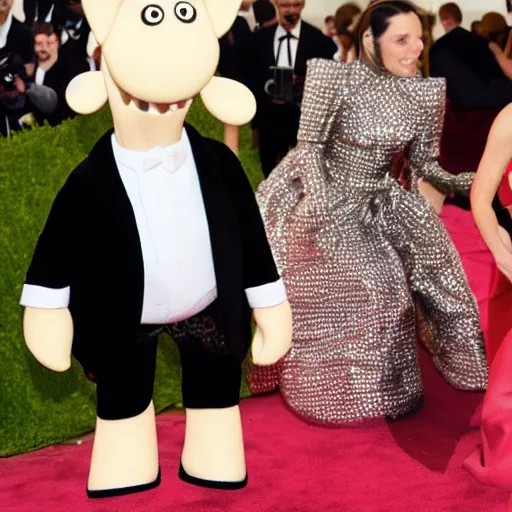 Image similar to photo of wallace and gromit at the met gala