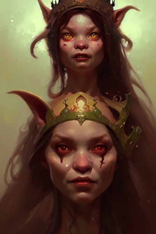 Prompt: goblin princess portrait, ugly cute face by bayard wu, anna podedworna, gaston bussiere, greg rutkowski