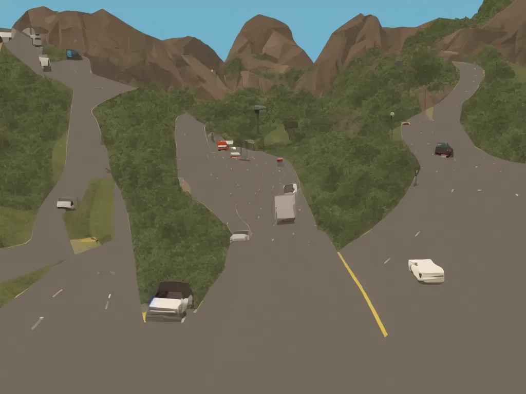 Prompt: Mulholland Drive by David Lynch as a PS1 first person video game, low poly