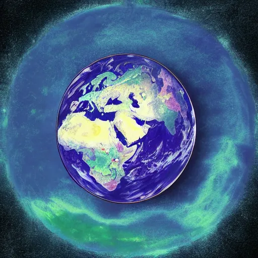 Prompt: earth in the shape of an atom, digital art, art station, illustration