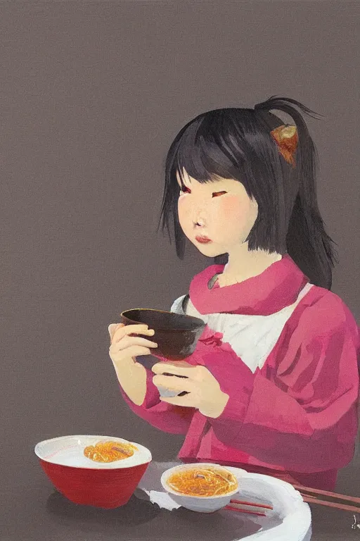 Image similar to a girl eating ramen by uijung kim