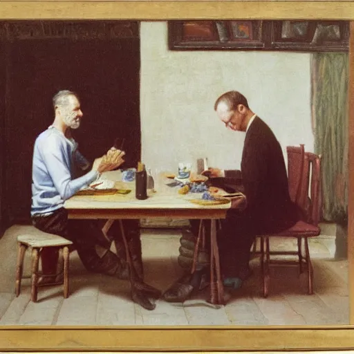 Image similar to man sitting at table, normal rockwell