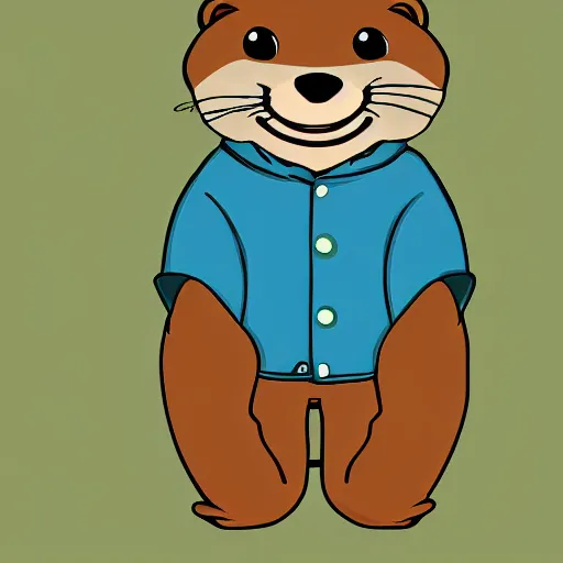 Prompt: anthropomorphic otter in camping clothes, cartoony