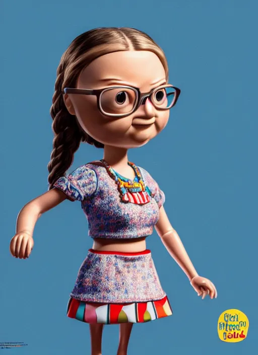 Prompt: highly detailed closeup, profile portrait of a tin toy greta thunberg wearing a bikini and mini - skirt, unreal engine, nicoletta ceccoli, mark ryden, earl norem, lostfish, global illumination, detailed and intricate environment