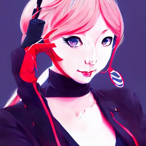 Image similar to Ann Takamaki from Persona 5, anime, elegant, 2d, ultra highly detailed, digital painting, smooth, sharp focus, artstation, portrait art by Ilya Kuvshinov