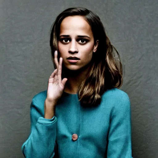 Image similar to ”A color photo of Alicia Vikander by Terry O´Neill”