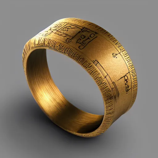 Image similar to the ring from lord if the rings with an imprinted ruler, cm scale imprinted on the inside of the ring, highly detailed, 8 k, trending on artstation, mystic, rpg artwork