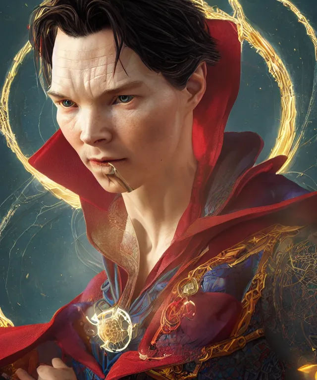 Prompt: doctor strange, female, au naturel, hyper detailed, digital art, trending in artstation, cinematic lighting, studio quality, smooth render, unreal engine 5 rendered, octane rendered, art style by klimt and nixeu and ian sprigger and wlop and krenz cushart