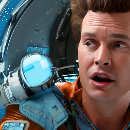 Prompt: hyperrealistic film still of ace ventura pet detective in space, stunning 3 d render, inspired by istvan sandorfi & greg rutkowski & unreal engine, perfect symmetry, dim volumetric cinematic lighting, 8 k octane comprehensive render, extremely hyper - detailed, incredibly lifelike attributes, intricate, real flesh texture, masterpiece, artstation, stunning,