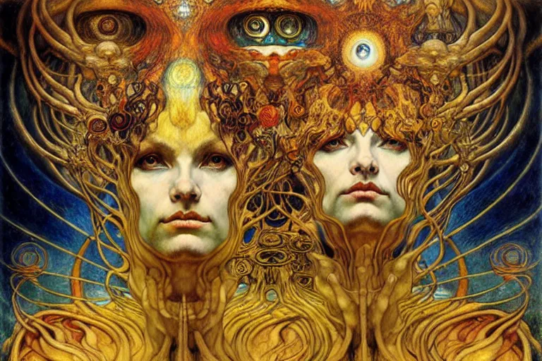 Image similar to Divine Chaos Engine by Karol Bak, Jean Delville, William Blake, Gustav Klimt, and Vincent Van Gogh, symbolist, visionary