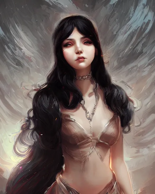 Image similar to teen girl, black hair, gorgeous, amazing, elegant, intricate, highly detailed, digital painting, artstation, concept art, sharp focus, illustration, art by Ross tran