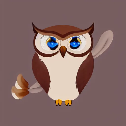 Prompt: a furry owl, digital art by ninxeas