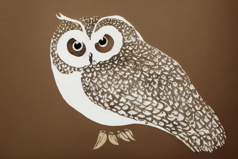 Image similar to beautiful serene owl, healing through motion, minimalistic golden ink aribrush painting on white background