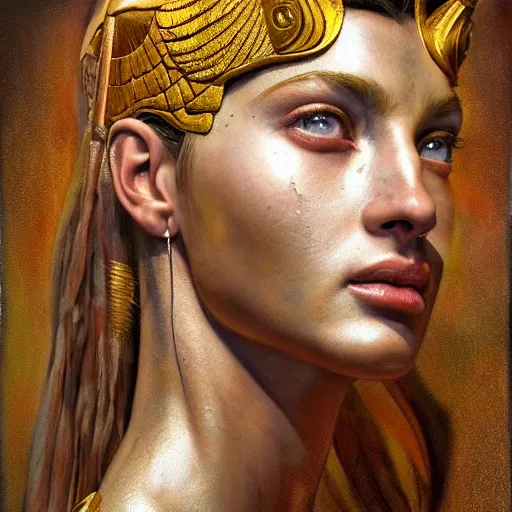 Prompt: hyperrealistic mixed media painting of beautiful goddess Athena, stunning 3d render inspired art by P. Craig Russell and Barry Windsor-Smith, perfect facial symmetry, dim volumetric lighting, 8k octane beautifully detailed render, post-processing, portrait, extremely hyper-detailed, intricate, epic composition, brown eyes, realistic realistic realistic eyes, cinematic lighting, masterpiece, trending on artstation, detailed detailed detailed, masterpiece, stunning