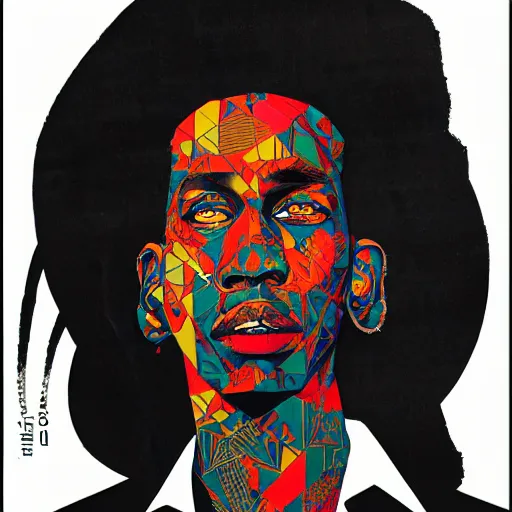 Prompt: Young Thug x YSL profile picture by Sachin Teng, asymmetrical, Organic Painting ,geometric shapes, hard edges, Black and Gold, energetic, graffiti, street art:2 by Sachin Teng:4