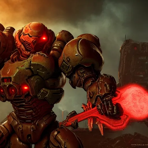 Image similar to doom slayer from doom eternal, photography