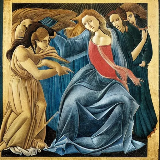 Image similar to what does stable diffusion think of starryai? By Botticelli