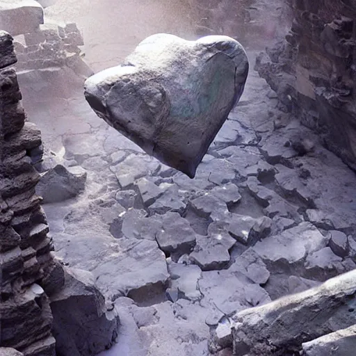 Image similar to a heart made of stone and ice,digital art,realistic,detailed,art by greg rutkowski