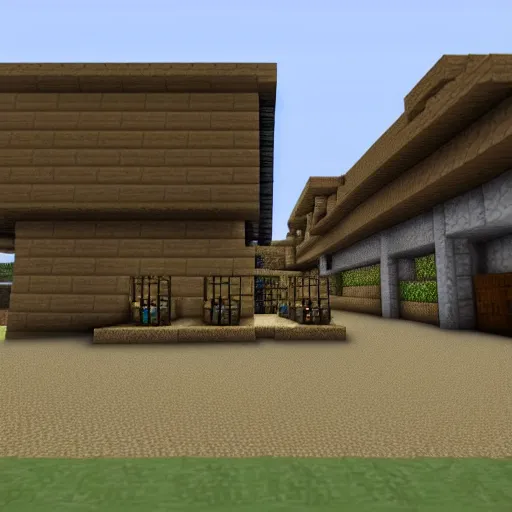 Prompt: minecraft horse stables, modern