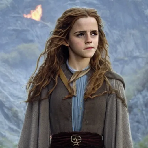 Image similar to emma watson as hermione granger in lord of the rings