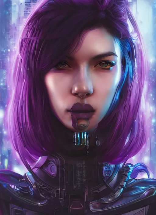 Image similar to beautiful, young cyberpunk ninja woman, extremely detailed gorgeous face, looks realistic, hyper-detailed portrait, sad eyes tears, vaporwave aesthetic, synthwave, magical, fantasy, ninchaku , artist Artgerm i and WLOP