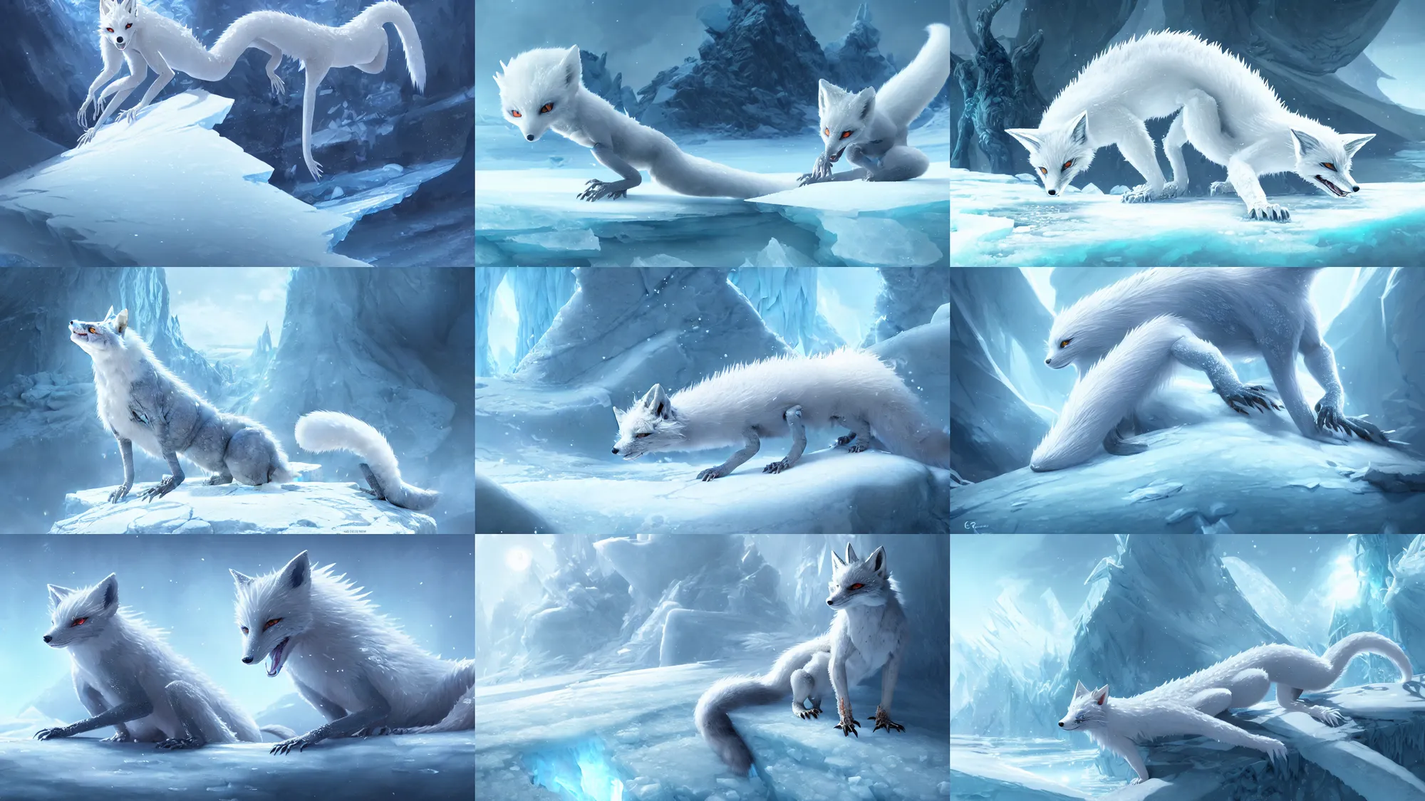 white - haired anime fox lizard frozen in an ice floe, | Stable Diffusion |  OpenArt