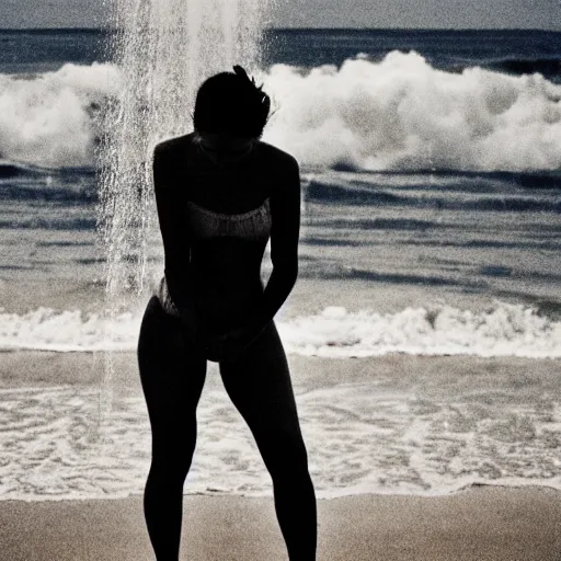 Image similar to girl on the beach taking shower