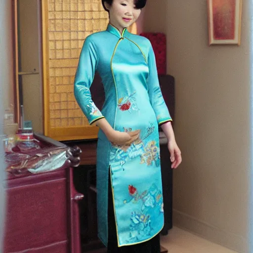 Prompt: woman wearing cheongsam