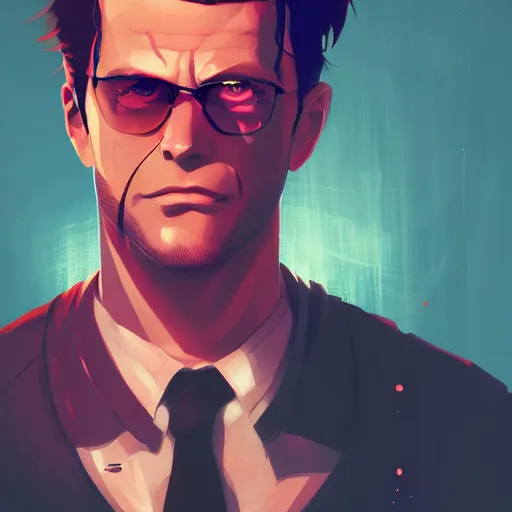 Image similar to John Noble as Tyler Durden, ambient lighting, 4k, anime key visual, lois van baarle, ilya kuvshinov, rossdraws, artstation