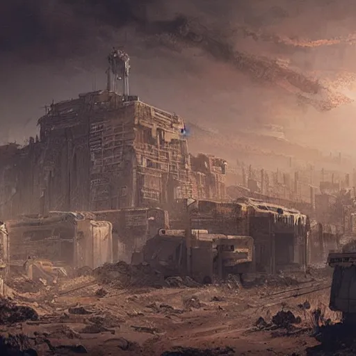 Prompt: post-apocalyptic desert city Los Angeles, concept art, by greg rutkowski, by Gustave Dore