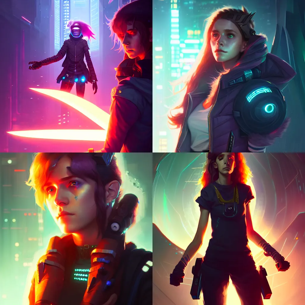 Prompt: Hermione Granager as cyberpunk e-girl, dungeons and dragons portrait, concept art, sharp focus, illustration, 4k art by Jordan Grimmer and Wojtek Fus and James gurney and James Jean and Greg Rutkowski