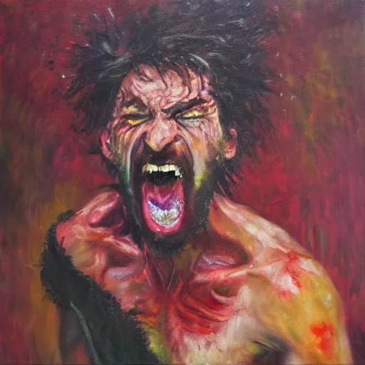 Prompt: award - winning oil painting of rage, impressionist