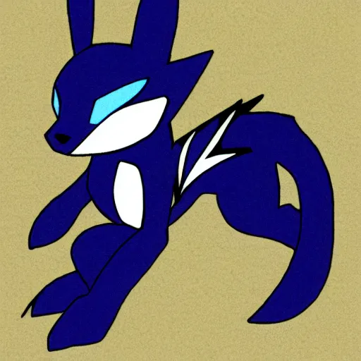 Prompt: Lucario(from pokemon) is drawn with various black lines in the Celtic style, logo design