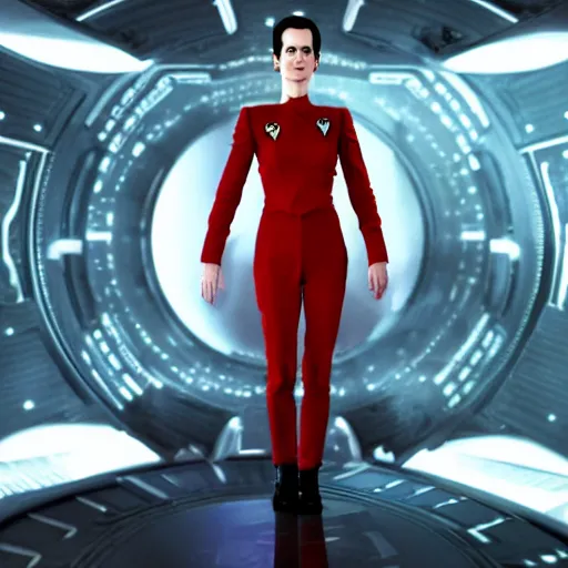 Prompt: a full body photograph of 3 0 year old eva green as a star fleet officer from star trek next generation, ultra rendered, extreme realism and detail, 8 k, completely framed, hyper realistic, direct lighting, 3 5 mm photo, photorealistic, sharp focus