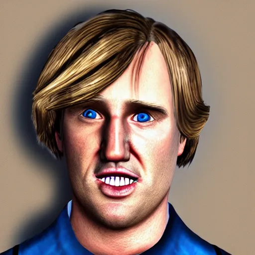 Image similar to a texture map for a character model of owen wilson