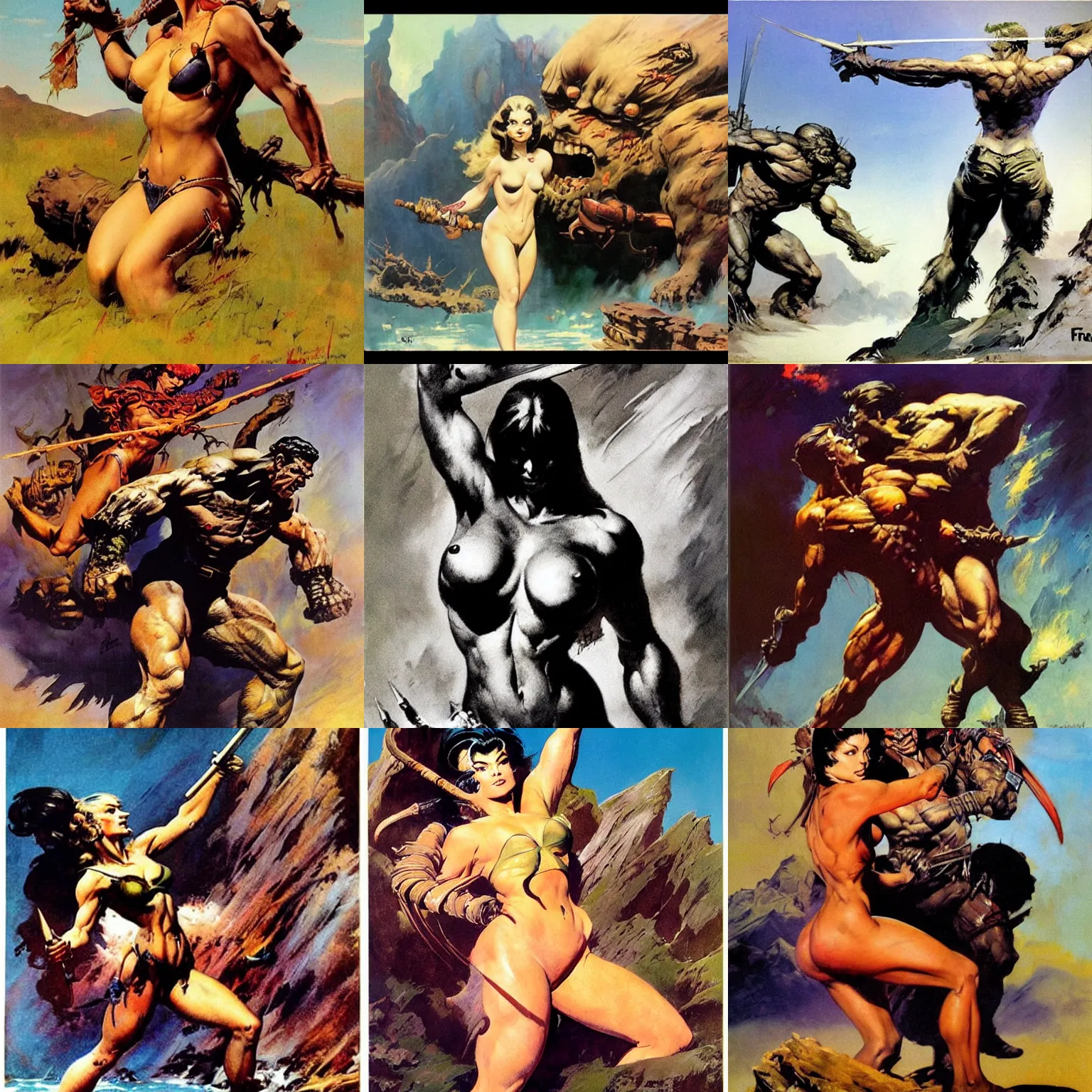 Prompt: artwork by Frank Frazetta