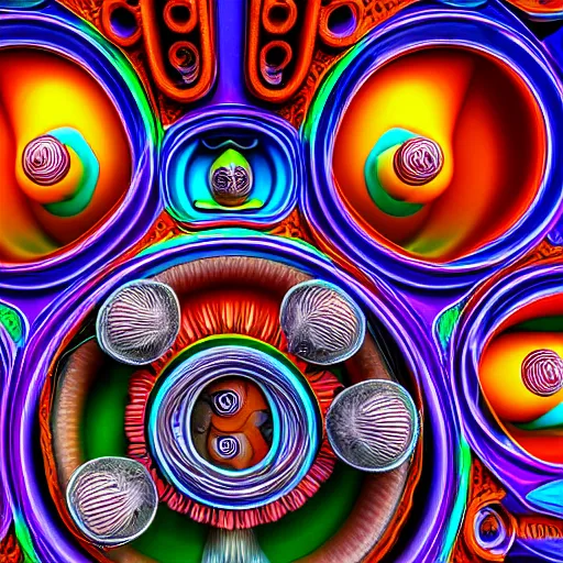 Image similar to realistic colorful detailed image of the interior of a living biomechanical valve body, very intricate masterpiece, hd photo