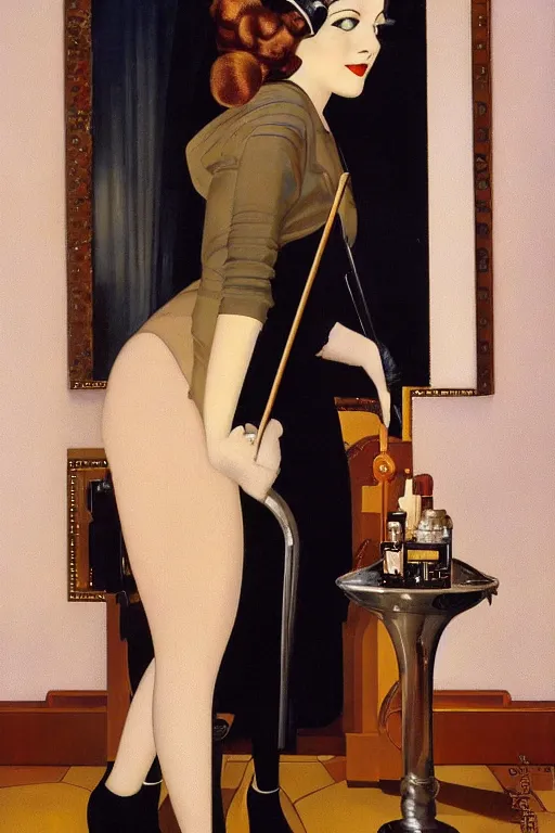 Image similar to a oil painting depicting a Jazz Age high society figure, 1920s style, smooth, highly detailed, high contrast, Coles Phillips, Dean Cornwell, JC Leyendecker, 8K