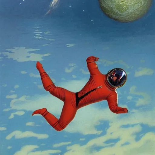 Prompt: An astronaut floating in the ocean, by Gerald Brom