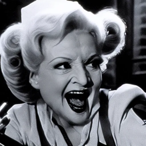 Image similar to stunning awe inspiring betty white as a ghostbuster in the movie ghostbusters, movie still 8 k hdr atmospheric lighting